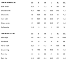 Size chart for Minispov Track Suit Set - Black in cm
